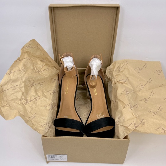 VINTAGE HAVANA, BLACK & TAN OPEN TOE MIDTOP, ADJUSTABLE ANKLE LOOP WITH BUCKLE - Picture 13 of 14